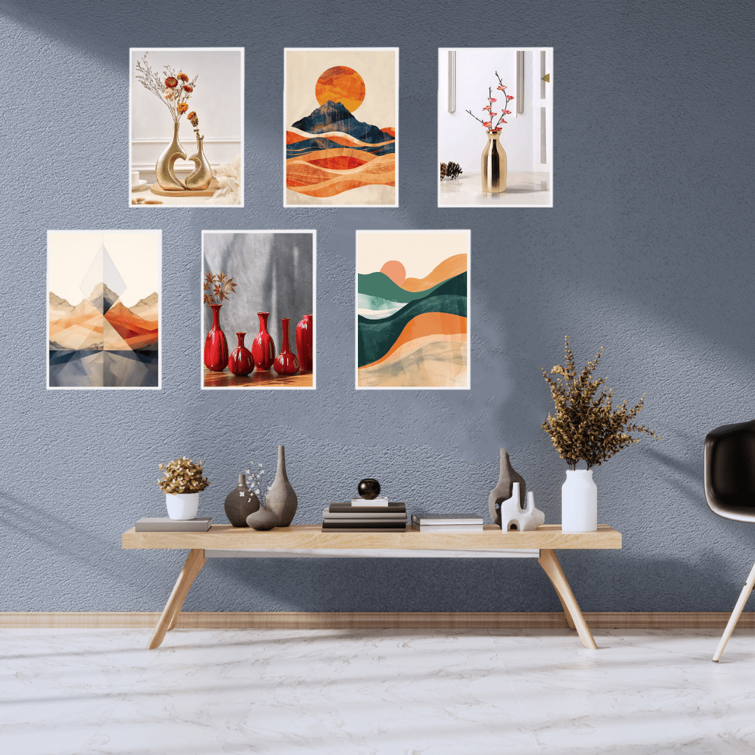 Modern Abstract & Vase Wall Art Set | Minimalist Home Décor SET OF 6 - Memories Insite